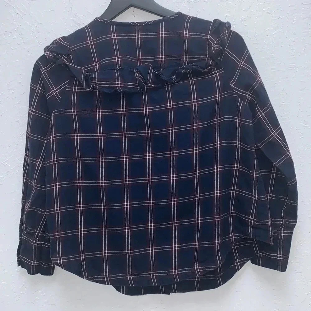 Madewell Plaid Ruffle-Yoke Top Size XS - Picture 6 of 7